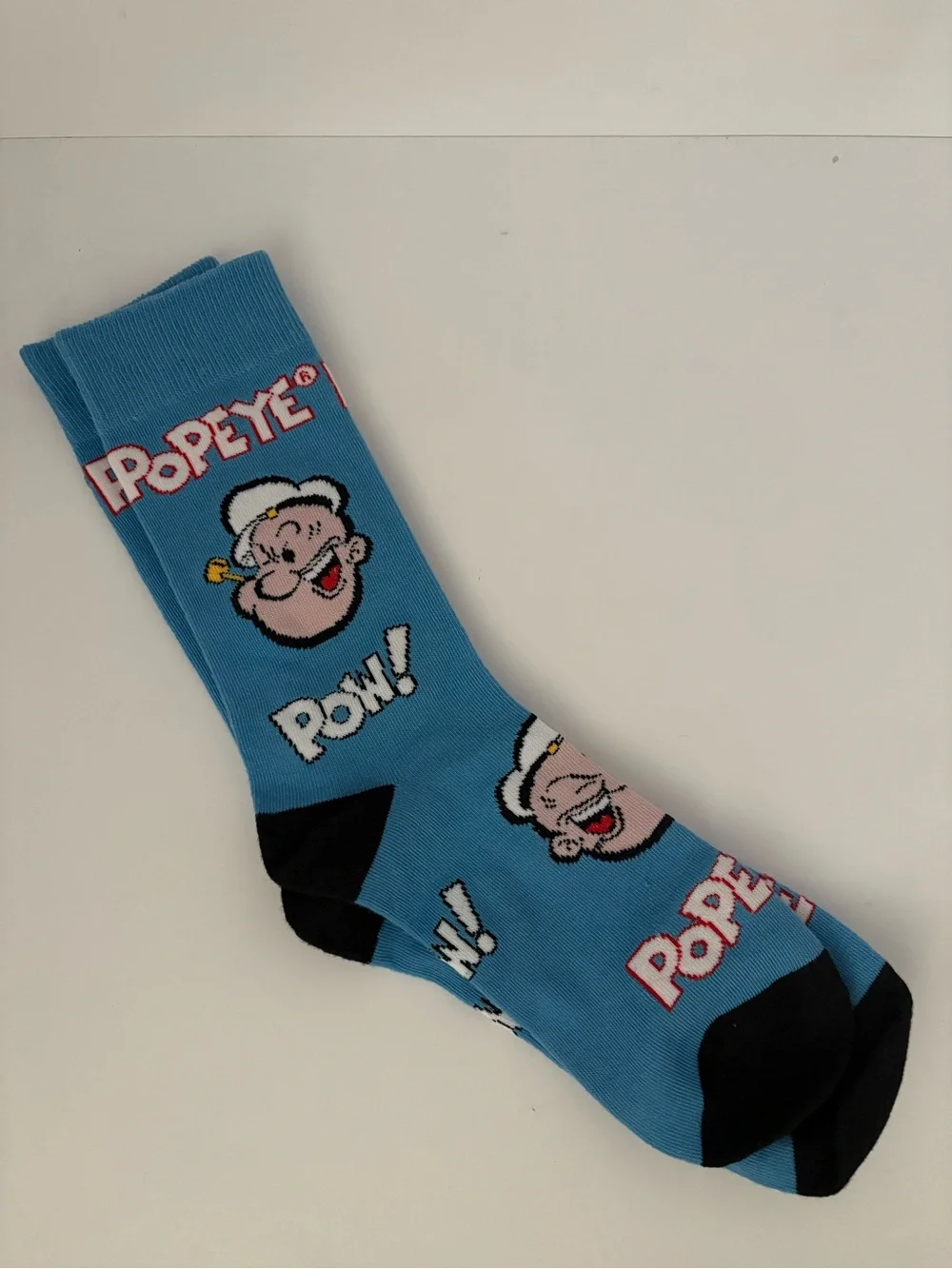 Popeye Men's Crew Socks Graphic Cartoon Design Fits Shoe Size 6-12